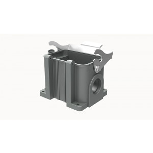 Закрытое основание разъема D48B-SF-1L-PG36, Основание разъема на панель, закрытое, типоразмер 48B, с уплотнителем, 1 отверстие с резьбой для кабельных вводов PG36, с одной защелкой, без защитной крышки, материал корпуса: алюминиевый сплав