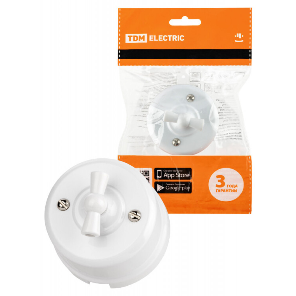 Изображение товара Выключатель поворотный проходной с ручкой (бантик) 10А белый «Виви» SQ1820-1005