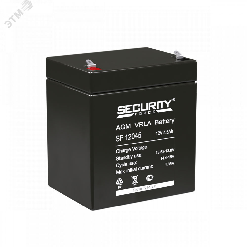 Изображение товара Аккумулятор SF 12В 4.5Ач для охранных систем и другого оборудования