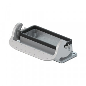 Открытое основание разъема BAS GUT GK 16 69 A, Основание разъема на панель, открытое, типоразмер 16B, с уплотнителем, с одной защелкой, без защитной крышки, материал корпуса: алюминиевый сплав