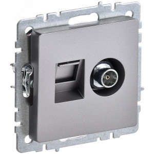 BRITE Розетка двойная TV+RJ45 кат.5E РТВ/РК12-БрС сталь BR-AK20-1-K46