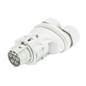 Разъем RST20I5 96.051.4253.0, Сплиттер, розеточный разъем на кабель диам. 6-10 мм, IP68(69k), 5 полюсов, винтовая фиксация провода, номинальные характеристики: 250/400V+РЕ, 20A, цвет: белый, серия RST Classic