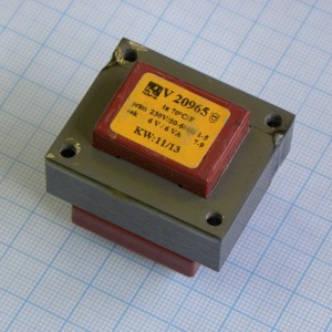 V 20965, Трансформатор питания 6ВА  230В 6В 1000мА   термопредохранитель  70/B(EI 42/14.8)32.3мм