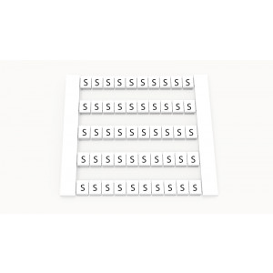 Маркировка (в кассетах) DEK5-50P-19-101Z(H), Кассета с маркировочными шильдиками, для клемм сечением 2,5 мм.кв., боковая, 50 шильдиков, нанесенные символы: S, с вертикальным расположением, размер шильдика: 4,8 x 5,5 мм, цвет: белый