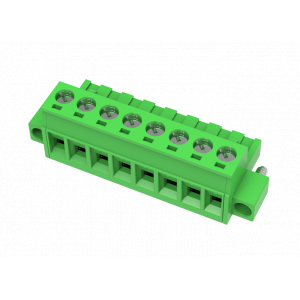 Розеточный разъем на кабель MC-RB5.08H12C-K-0001, Розеточный разъем, прямой, на кабель, шаг: 5.08 мм, 12 полюсов, фиксация провода винтовая, исполнение: с монтажными фланцами, 320V, 18A, цвет: зеленый