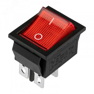Выключатель клавишный 250В 16А (4с) ON-OFF красн. с подсветкой (RWB-502 SC-767 IRS-201-1) (инд. упак.) 36-2330-1, Выключатель клавишный с подсветкой ON-OFF (4c) 16А 250В