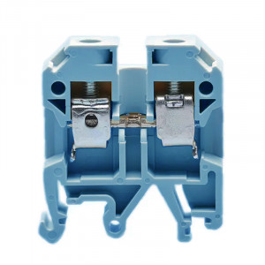 Проходная клемма JUT2-10-BE, Проходная клемма, тип фиксации провода: винтовой, номинальное сечение: 10 мм кв., 57A, 800V, ширина: 10,2 мм, цвет: синий, тип монтажа: DIN35