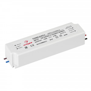 Блок питания ARPV-LV24060-A (24V, 2.5A, 60W) 018982(1), Источник напряжения с гальванической развязкой для светодиодных изделий. Входное напряжение 100-240 VAC. Выходные параметры: 24 В, 2,5 А, 60 Вт. Встроенный PFC >0,5. Герметичный пластиковый корпус IP 67. Рабочая температура -30…+70C?. Габаритные размеры д