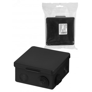 Распаячная коробка ОП 100х100х55мм, крышка, IP54, 8вх., черная, инд. штрихкод SQ1401-0913