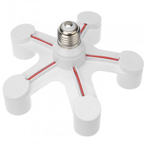 Разветвитель цокольный Е27-5хЕ27 белый 11-8865