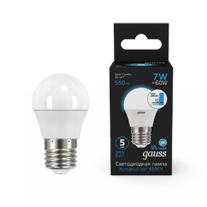 Лампа Шар 7W 550lm 6500K Е27 шаг. диммирование LED 1/10/100 105102307-S