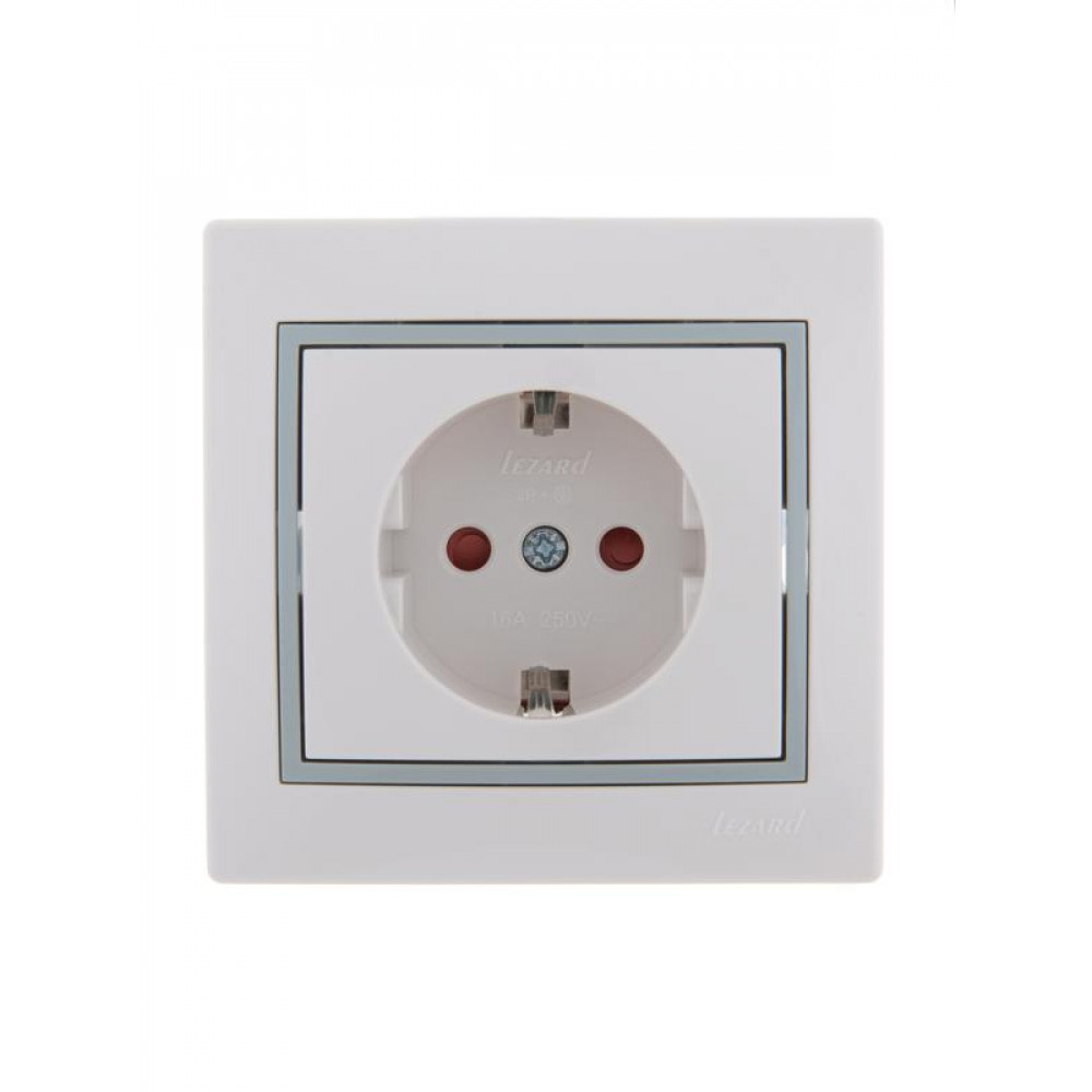 Изображение товара Розетка силовая Lezard Mira 16А IP20 с заземлительной шторкой, белая