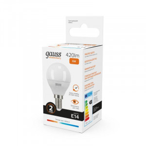 Лампа светодиодная Elementary 6Вт P45 шар 3000К тепл. бел. E14 420лм 53116