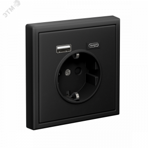 ARTGALLERY розетка 16А с 2 USB A+C, 5В/2,4А/3,0А, 2х5В/1,5А, механизм, карбон GAL001032