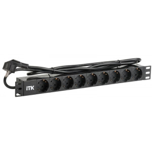 PDU 9 розеток нем. ст, 1U, шнур 2м вилка нем. ст ПВХ чер PH22-9D1-P