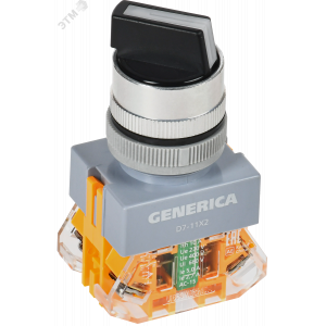 Переключатель D7-11X2 2 полож. 1з+1р черный GENERICA BSW50-11X2-3-21-2-K02-G