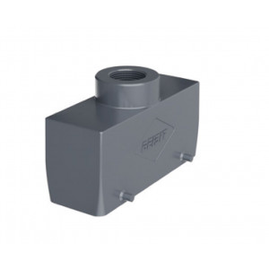 Крышка разъема H24B-TO-4P-M25, Крышка разъема на кабель, типоразмер 24B, без уплотнителя, 1 отверстие с резьбой для кабельных вводов M25x1,5, с верхним расположением, без защелок (упоры для двух защелок), материал корпуса: алюминиевый сплав