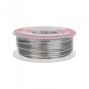 Припой с канифолью ПОС-60 100гр  1.0мм, Припой трубчатый с канифолью REXANT, 100 г, d1.0 мм, (олово 60%, свинец 40%), катушка, блистер