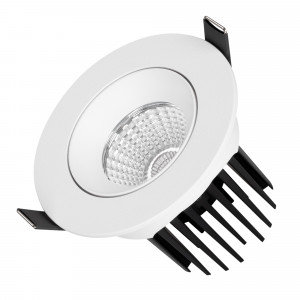Светильник MS-ATOLL-BUILT-TURN-R94-10W Warm3000 (WH, 60 deg, 230V) 044603, Встраиваемый поворотный светильник даунлайт. Мощность 10 Вт, св. поток 750 лм, 75 лм/Вт, теплый 3000 K, CRI>90, угол 60°, напряжение питания 230 В. Белый круглый корпус из алюминия, экран PMMA, степень защиты IP54. Размер: диаметр 94 мм, высота 80 мм. Мон