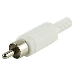RCP-023, Соединители RCA  RCA plug, 1P, straight, cable mount, WH