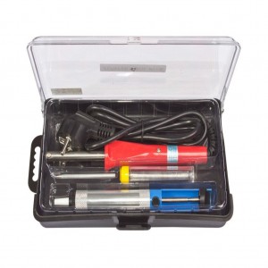 Набор инструментов для пайки ZD-972B, Паяльник, сменное жало, припой, оловоотсос.