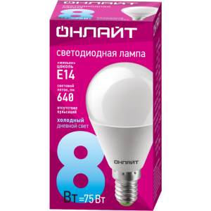 Лампа светодиодная 61 135 OLL-G45-8-230-6.5K-E14 8Вт 61135