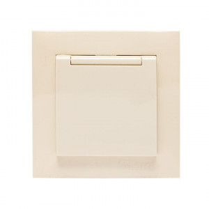 Розетка 1-м СП Валенсия 16А с заземл. с крышкой защ. шторки крем. PROxima EWV10-124-20