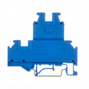 Клемма двухуровневая, винтовой зажим, 4 точки подключения, 2.5 кв.мм, синяя KRUKB-3-BU