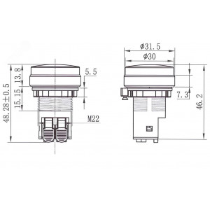 Сигнальный индикатор со встроенным  диодом 220В, красный M22L-F220RPP