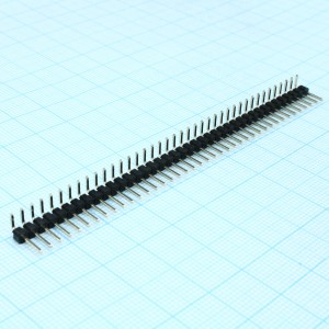 DS1022-1X40RDF11-B, Соединитель штыревой, вилка на плату однорядная угловая, 40pin(1x40), шаг 2.54мм (A=6mm, B=3mm, C=10.36mm), тип - D