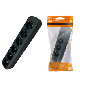 Колодка розеточная 6 гнезд 2П+З 16А 250В черная SQ1806-0139