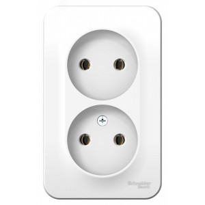 Розетка 2-м ОП Blanca 16А IP20 250В без заземл. без защ. шторок с металлич. пластиной бел. SE BLNRA000221