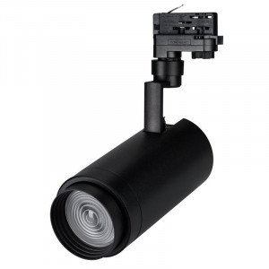 Светильник LGD-ZEUS-4TR-R100-30W Warm (BK, 20-60 deg) 024634, Светильник подвесной для треков/шин 4 провода, 30Вт. Цвет свечения ТЕПЛЫЙ 3000K, световой поток 2400-3000лм, регулируемый угол 20-60°, CRI>90. Корпус круглый, металл, цвет черный, IP20. Размеры DxHxL O100x220x180мм. Входное напряжение AC220-240V