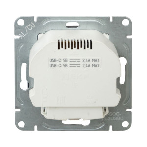 Механизм розетки с USB-C - 2шт, 16А, с заземлением, со шторками, графит Эпика EKF UP1-SOG-111-2USBC