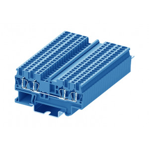 Проходная клемма TC1.5-4-BU, Проходная клемма, 4 точки подключения, тип фиксации провода: пружинный, номинальное сечение: 1,5 мм кв., 17,5A, 500V, ширина: 4,2 мм, цвет: синий, тип монтажа: DIN35