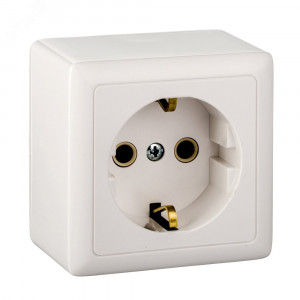 ХИТ О/У РОЗЕТКА с заземлением без шторок ИЗОЛ.ПЛ 16А, 250В, БЕЛЫЙ. Россия C2 RA16-133I-B