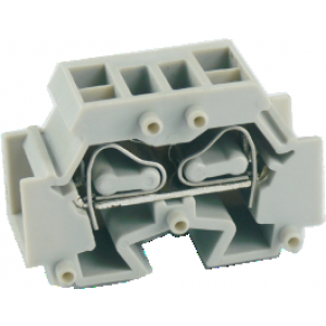 Проходная клемма (MINI) UJ2-4/2X2, Проходная клемма, MINI, боковой подвод кабеля, 4 точки подключения, тип фиксации провода: пружинный, номинальное сечение: 4 мм кв., 32A, 500V, ширина: 12 мм, цвет: серый, тип монтажа: в зависимости от торцевой крышки