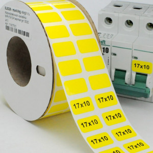 Маркировка прямоугольная NPP-17х10 Y, Маркировочная наклейка, для позиционного обозначения электрооборудования в шкафу и маркировки провода, размер 17х10 мм, цвет желтый, для принтера: RT200, RT230, в упаковке 5000 наклеек