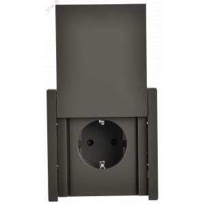 FORTE&PIANO Розетка 1-местная с заземлением с защитными шторками и крышкой безвинтовое крепление 16А IP44 FP319 серый IEK FP-R16-16-1-44-K03