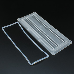 ALHB173DXXLED90G, Групповая прямоугольная линза 2x6 на 12/24/48/64 светодиода 5050/3030/2835, эфф=90%, 90°, 173x71.4мм H:10,38мм, PMMA