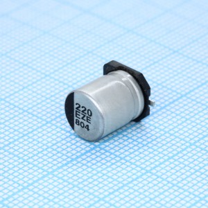 EEHZE1E221P, Полимерный гибридный алюминиевый конденсатор 220мкФ 25В ±20% (8 X 10.2мм) для поверностного монтажа 0.027Ом 700мА 2000час 145°C автомобильного применения лента на катушке