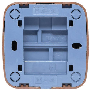 Выключатель 1-клавишный ОП Минск 10А тёмное дерево EGV10-021-40