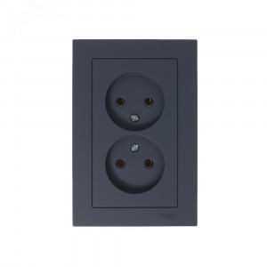 Розетка 2-м СП AtlasDesign 16А IP20 без заземл. в сборе грифель SE ATN000720