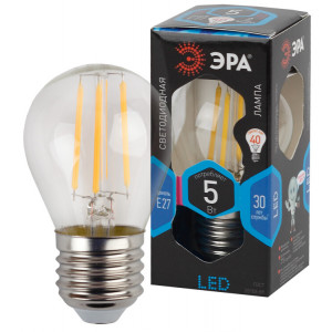 Лампочка светодиодная F-LED P45-5W-840-E27 E27 / Е27 5Вт филамент шар нейтральный белый свет Б0019009