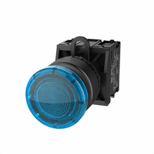 Кнопка грибовидная (синяя) TS2513-0EM40-R10, Кнопка грибовидная, без блокировки, LED AC/DC 24V, пластиковое переднее кольцо, с плавным нажатием, с контактной группой 1NO, диаметр головки кнопки 30 мм, диаметр посадочного отверстия: 22 мм, цвет: синий