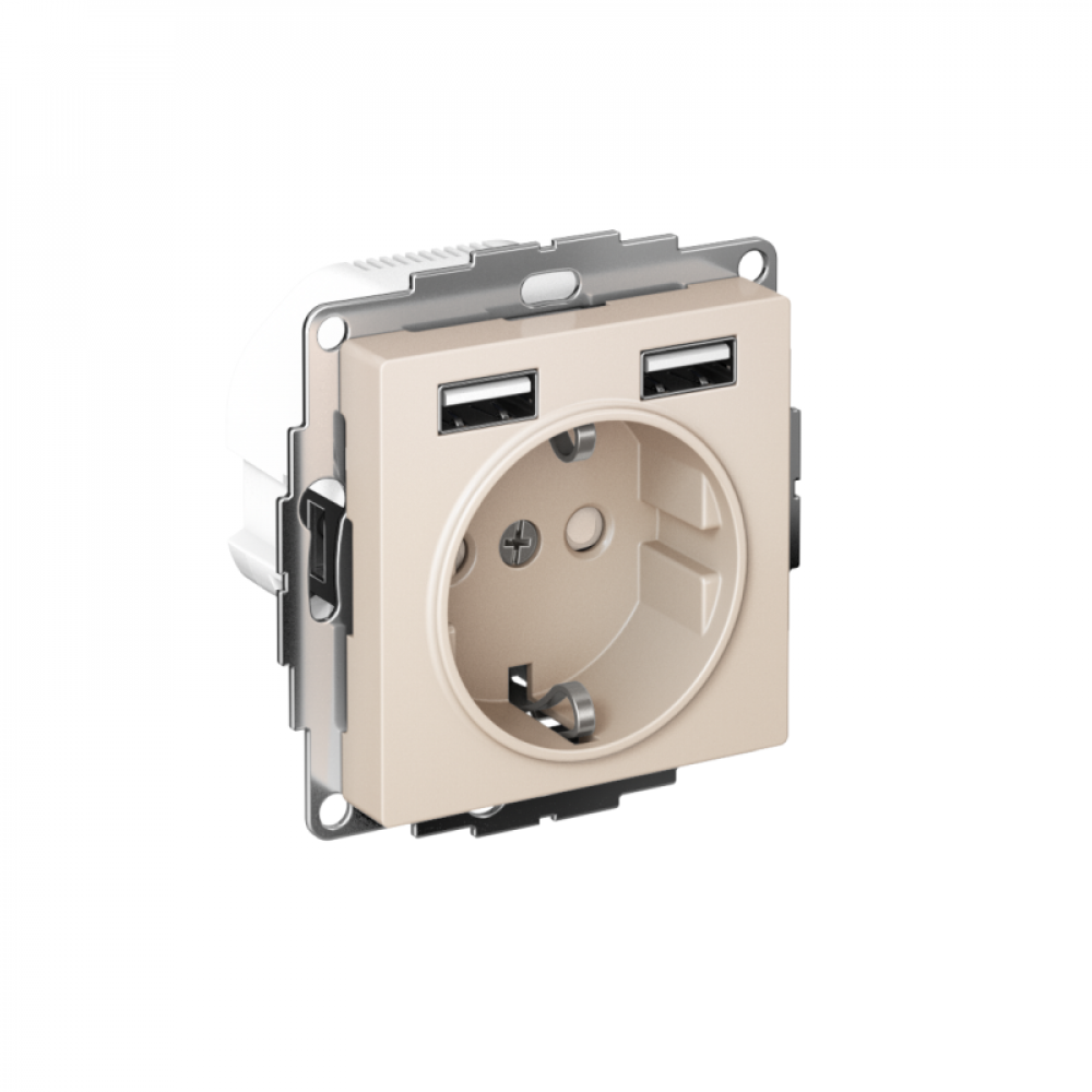 Изображение товара Розетка силовая AtlasDesign 16А IP20 с USB разъемами бежевый Schneider Electric
