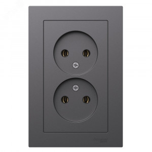 Розетка двойная AtlasDesign без заземл.16А в сборе базальт SE ATN001420