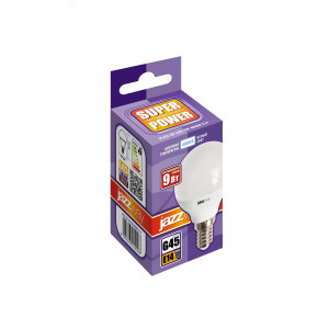 Лампа светодиодная LED 9w E14 4000K шар Jazzway 5019096