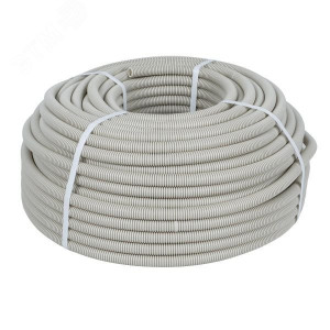 Труба гофрированная ПВХ d25мм с протяжкой сер. (уп.50м) Plast PROxima tg-z-25