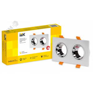 Светильник 4108 встр. поворотн. 2хGU10 белый/хром пласт. IEK (кр.1шт)